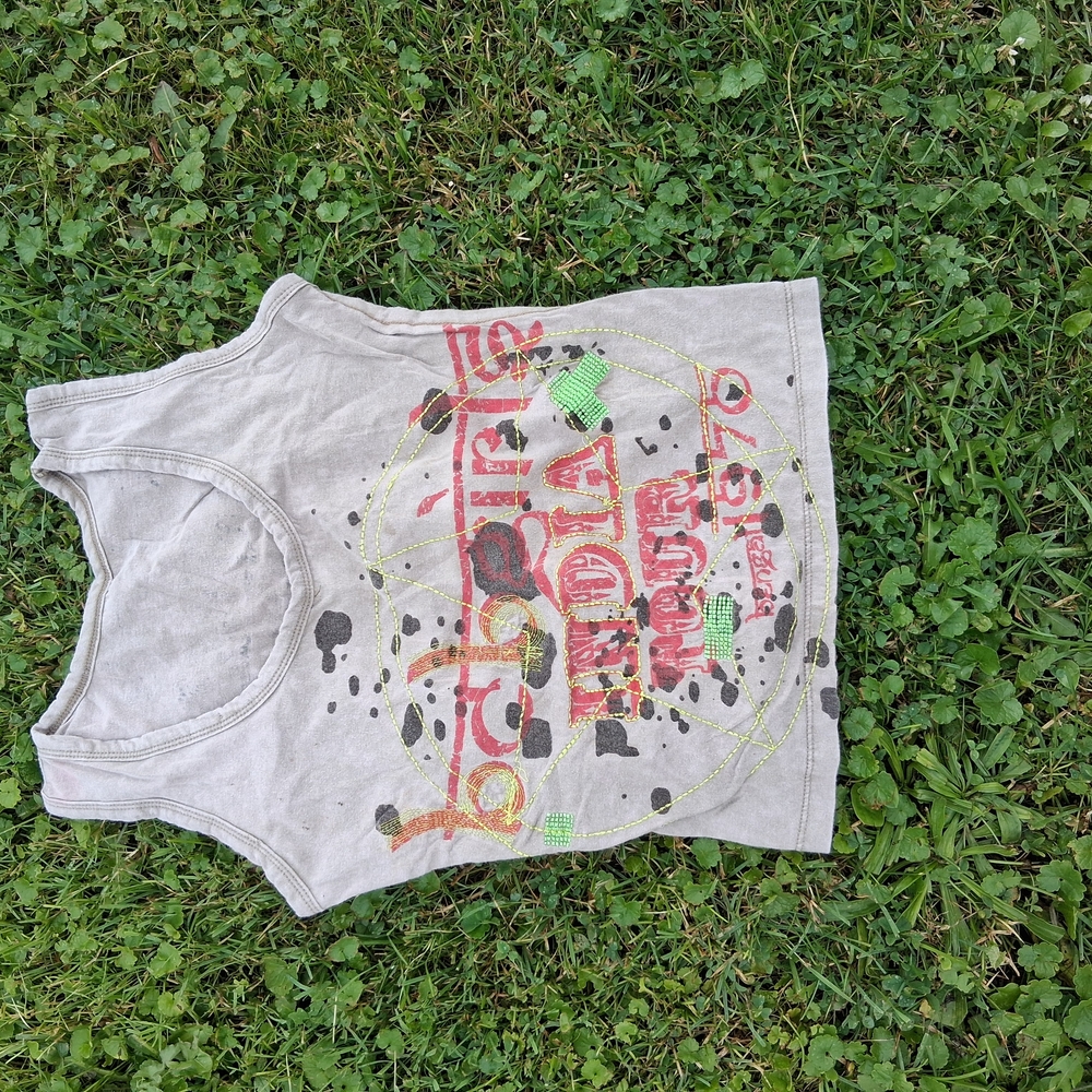 BCBGMaxAzria Gray Tank Top with Graphic Design